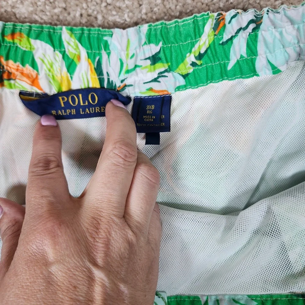 Polo Ralph Lauren Swim Trunks Tropical Floral Green Board‎ Shorts 3XB Big